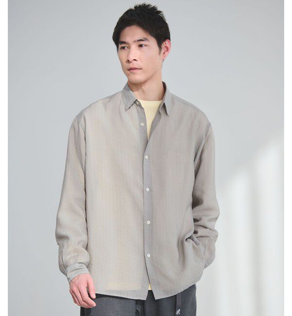 UNITED ARROWS green label relaxing「フィブリル ストライプ柄 長袖 ボックス シャツ」|シャツ・ブラウス|LT.GRAY