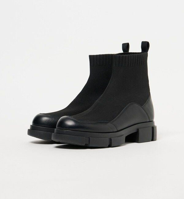 BEAUTY&YOUTH UNITED ARROWS「ニット レザーライク ブーツ 撥水/晴雨兼用」|ショートブーツ|