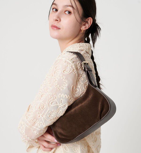 BEAUTY&YOUTH UNITED ARROWS「スエード ムーン ワイドベルト ワンショルダーバッグ」|ショルダー・メッセンジャー|DK.BROWN
