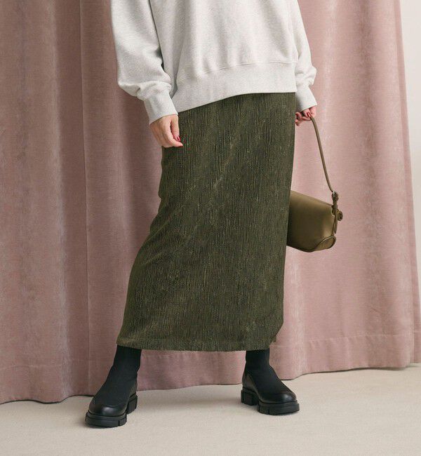 BEAUTY&YOUTH UNITED ARROWS「ベロアプリーツ タイトスカート ウォッシャブル」|タイト|