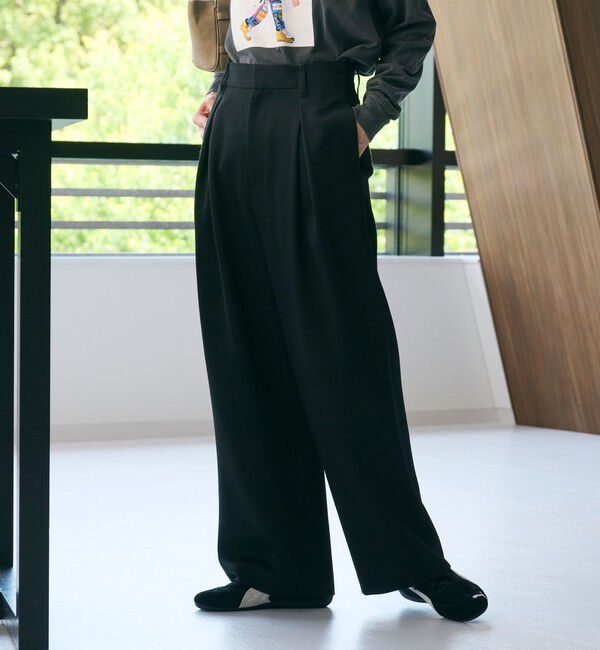 BEAUTY&YOUTH UNITED ARROWS「ツイードライク バックゴムワイドパンツ ウォッシャブル」|その他|BLACK