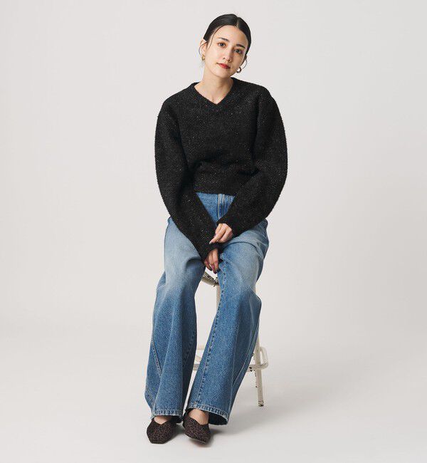 BEAUTY&YOUTH UNITED ARROWS「ラメフェザー Vネックニットプルオーバー」|ニット・セーター|