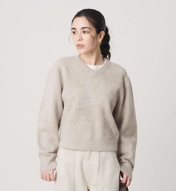 BEAUTY&YOUTH UNITED ARROWS「ラメフェザー Vネックニットプルオーバー」|ニット・セーター|