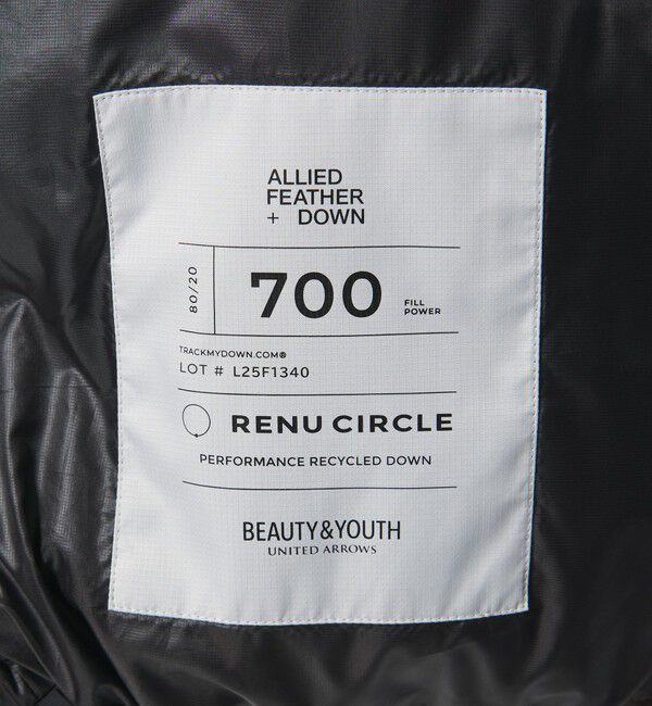 BEAUTY&YOUTH UNITED ARROWS「小松マテーレ スタンドカラー ダウンジャケット 700FP 撥水機能」|ダウン|