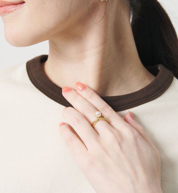 BEAUTY&YOUTH UNITED ARROWS「ワン パールモチーフ 3連 リング」|リング|GOLD