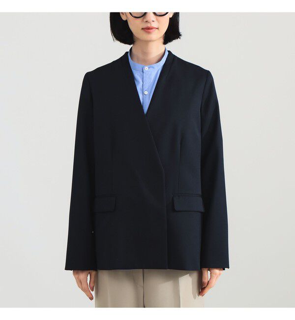 Demi-Luxe BEAMS 「ポリエステル ウール ラペルレス ジャケット」|ダッフルコート|