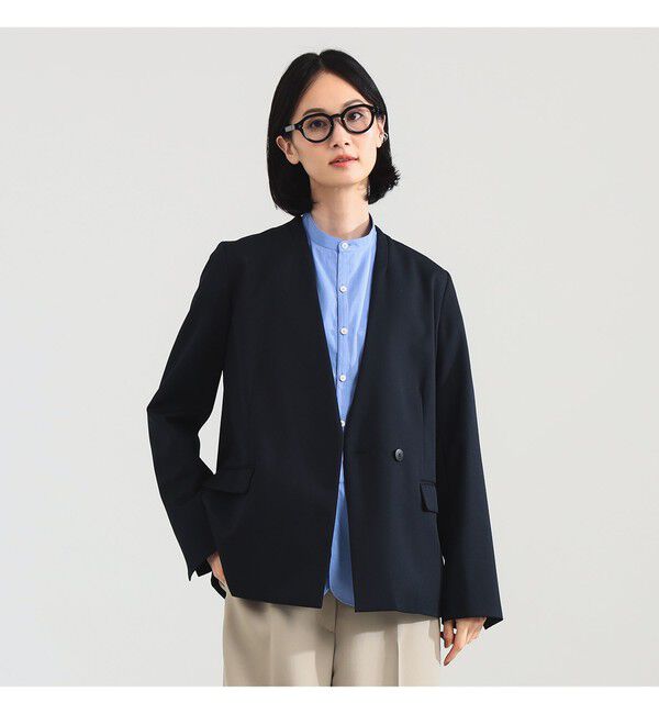 Demi-Luxe BEAMS 「ポリエステル ウール ラペルレス ジャケット」|ダッフルコート|