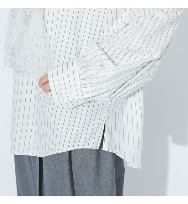 BEAMSBOY「maturely / チョーク ストライプ レース タイ ロングスリーブ」|シャツ・ブラウス|