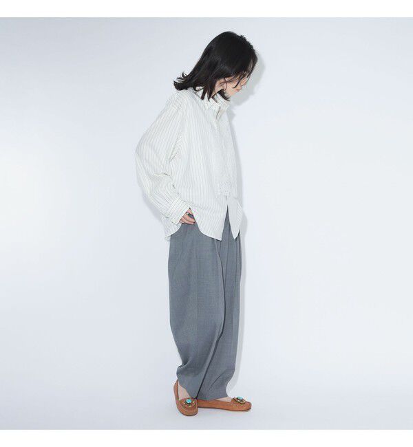 BEAMSBOY「maturely / チョーク ストライプ レース タイ ロングスリーブ」|シャツ・ブラウス|