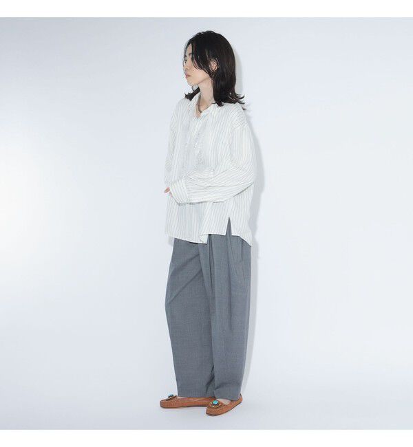 BEAMSBOY「maturely / チョーク ストライプ レース タイ ロングスリーブ」|シャツ・ブラウス|