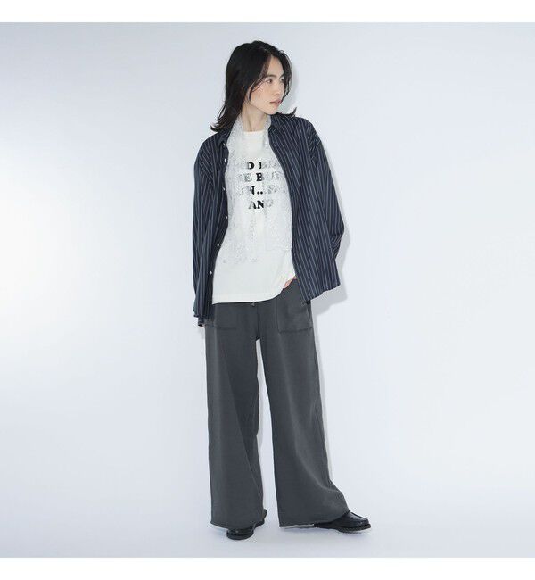 BEAMSBOY「maturely / チョーク ストライプ レース タイ ロングスリーブ」|シャツ・ブラウス|