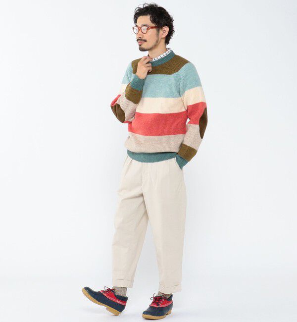 BEAMS PLUS「BEAMS PLUS / Crew Multi Stripe 5G」|ニット・セーター|