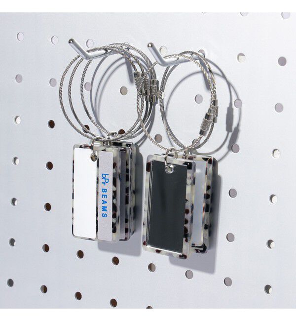 BEAMS「ミラー付き ネームプレート キーホルダー」|キーケース|BLACK_MIX