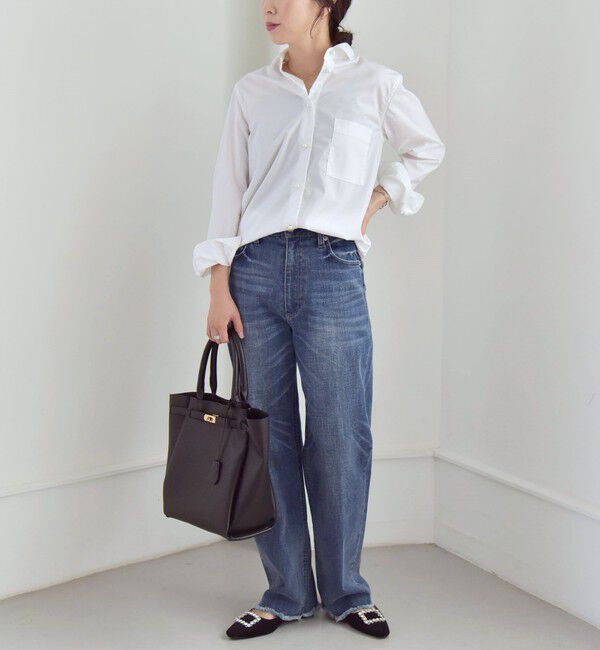 quaranciel「quaranciel:〈洗濯機可能〉REPREVE パールモチーフ ハンサム シャツ」|シャツ・ブラウス|