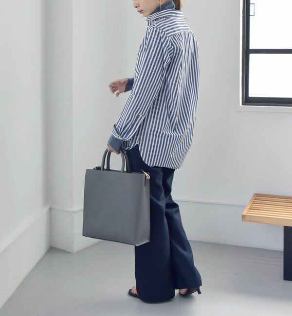 quaranciel「quaranciel:〈洗濯機可能〉REPREVE パールモチーフ ハンサム シャツ」|シャツ・ブラウス|