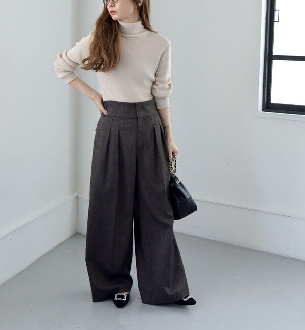 quaranciel「quaranciel:〈手洗い可能〉コットン タートルネック リブ ニット」|ニット・セーター|