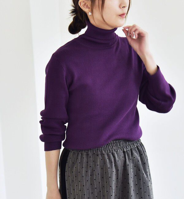 quaranciel「quaranciel:〈手洗い可能〉コットン タートルネック リブ ニット」|ニット・セーター|