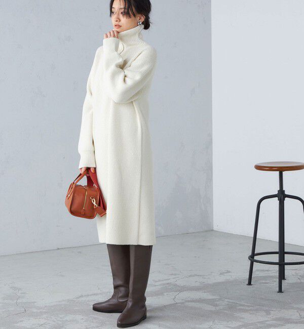 SHIPS for women「〈手洗い可能〉片畦編み ハーフ ジップ ワンピース」|ワンピース|オフホワイト