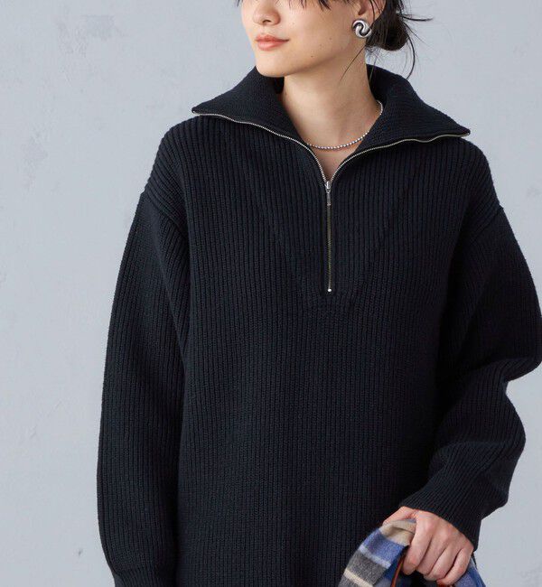 SHIPS for women「〈手洗い可能〉片畦編み ハーフ ジップ ワンピース」|ワンピース|