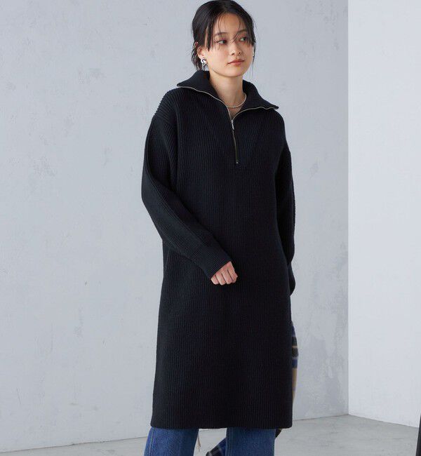 SHIPS for women「〈手洗い可能〉片畦編み ハーフ ジップ ワンピース」|ワンピース|