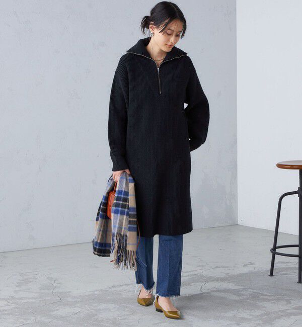 SHIPS for women「〈手洗い可能〉片畦編み ハーフ ジップ ワンピース」|ワンピース|