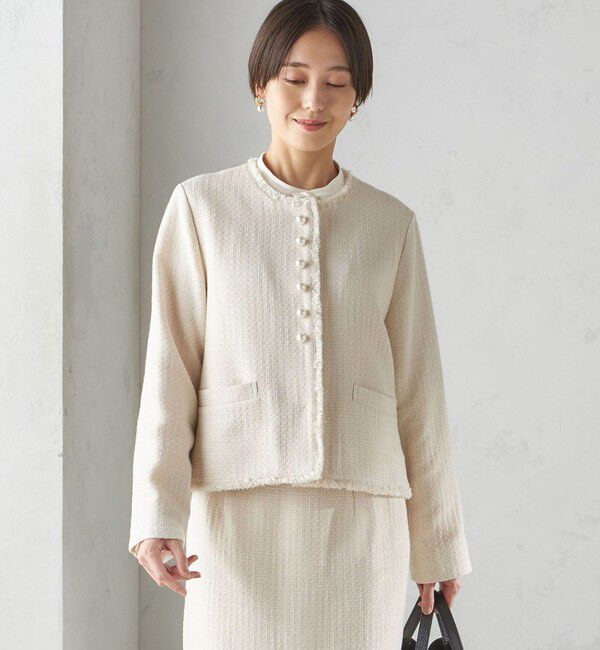 SHIPS for women「〈セレモニー対応可〉スラブ ツイード ノーカラー ジャケット（セットアップ対応）」|ノーカラージャケット|