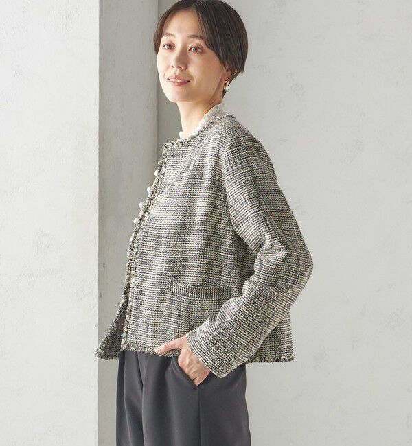 SHIPS for women「〈セレモニー対応可〉スラブ ツイード ノーカラー ジャケット（セットアップ対応）」|ノーカラージャケット|