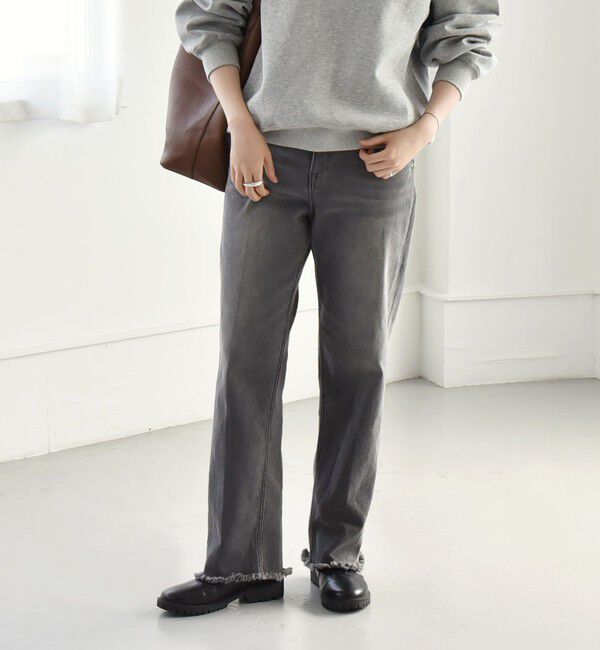 quaranciel「quaranciel:〈洗濯機可能〉ハンサム テーパード デニム パンツ 2」|デニム|ブラック