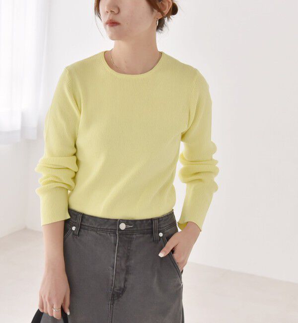 quaranciel「quaranciel:〈手洗い可能〉コットン リブ クルーネック ニット」|ニット・セーター|