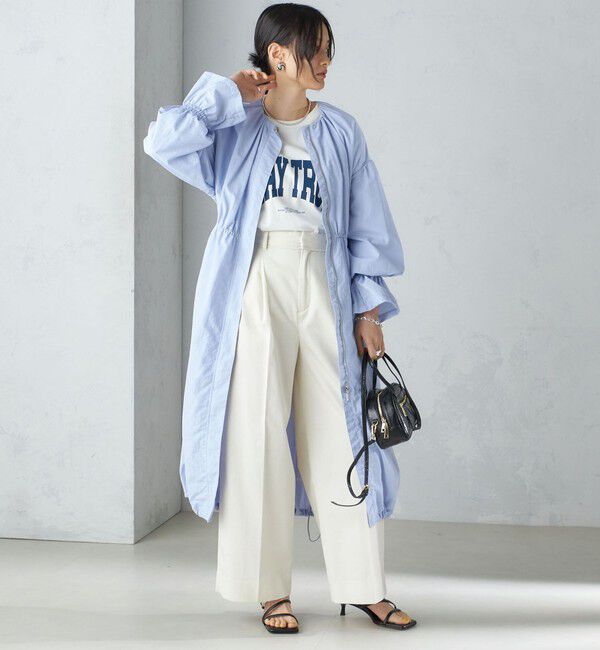 SHIPS for women「〈撥水加工/手洗い可能〉裾 ドロスト ノーカラー ロング コート 24SS ◇」|ノーカラーコート|