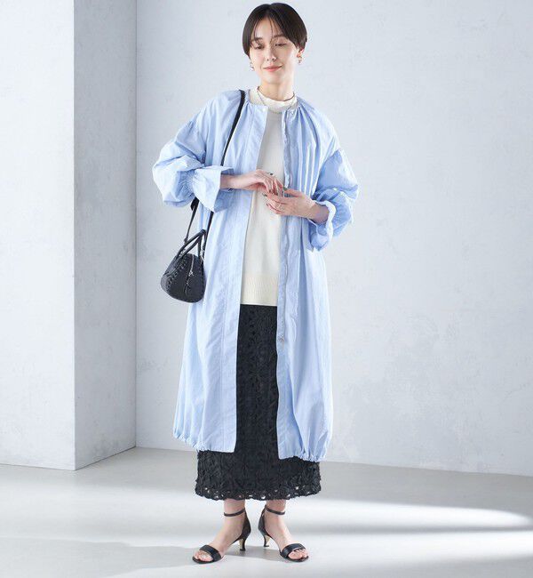 SHIPS for women「〈撥水加工/手洗い可能〉裾 ドロスト ノーカラー ロング コート 24SS ◇」|ノーカラーコート|