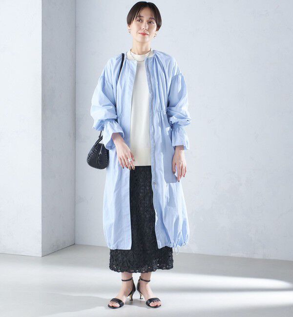 SHIPS for women「〈撥水加工/手洗い可能〉裾 ドロスト ノーカラー ロング コート 24SS ◇」|ノーカラーコート|