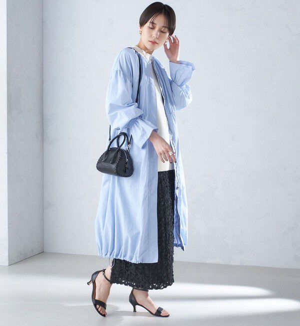 SHIPS for women「〈撥水加工/手洗い可能〉裾 ドロスト ノーカラー ロング コート 24SS ◇」|ノーカラーコート|