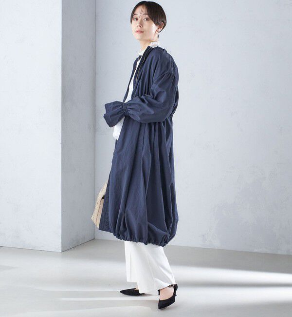 SHIPS for women「〈撥水加工/手洗い可能〉裾 ドロスト ノーカラー ロング コート 24SS ◇」|ノーカラーコート|