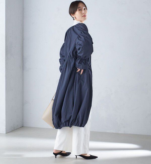 SHIPS for women「〈撥水加工/手洗い可能〉裾 ドロスト ノーカラー ロング コート 24SS ◇」|ノーカラーコート|