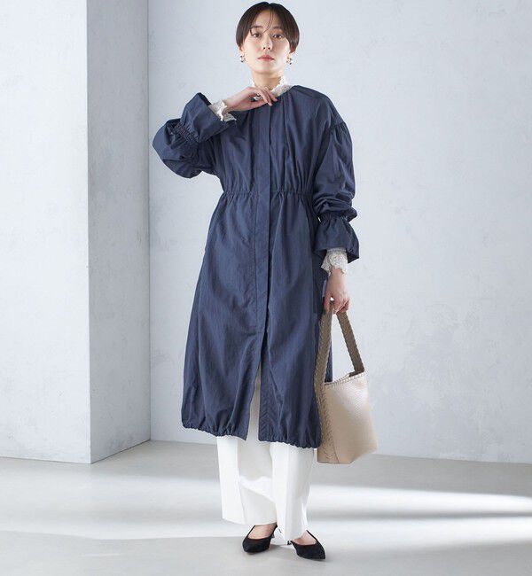 SHIPS for women「〈撥水加工/手洗い可能〉裾 ドロスト ノーカラー ロング コート 24SS ◇」|ノーカラーコート|