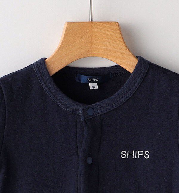SHIPS KIDS「SHIPS KIDS:70～80cm / ロゴ 半袖 ロンパース」|ロンパース|