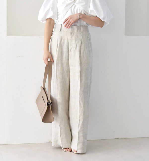 quaranciel「quaranciel:〈洗濯機可能〉ヘンプ ワイド タック パンツ」|スラックス|