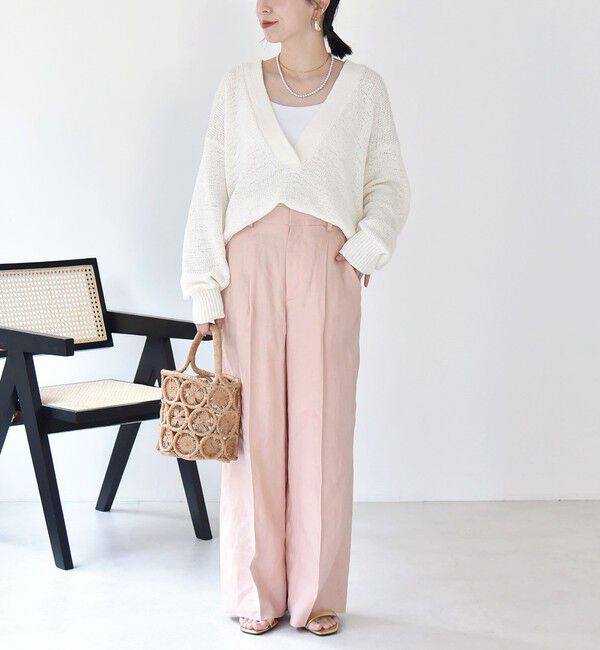 quaranciel「quaranciel:〈洗濯機可能〉ヘンプ ワイド タック パンツ」|スラックス|