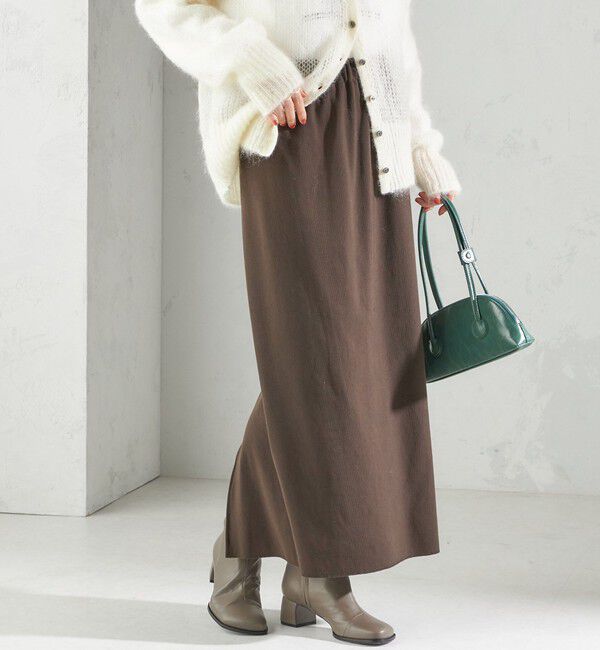 SHIPS for women「〈手洗い可能〉リブ ジャージー 2WAY ストレッチ スカート」|スカート|ブラウン