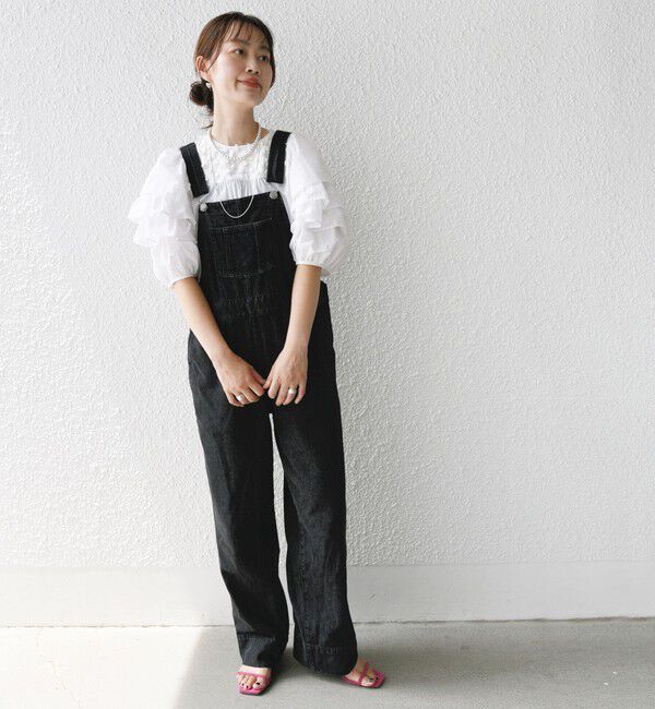 SHIPS for women「【WEB限定】〈手洗い可能〉ドット ジャカード コンビ フリル ブラウス」|シャツ・ブラウス|