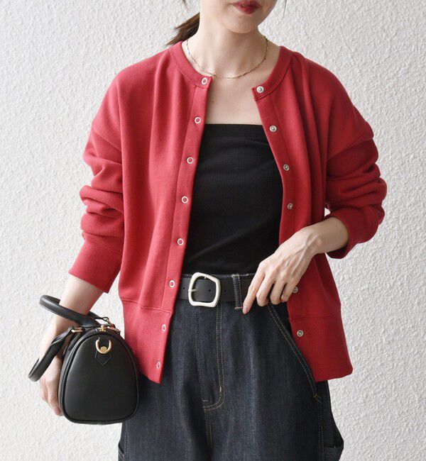 SHIPS any「【WEB限定】SHIPS any: USA コットン 裏起毛 コンパクト スナップ カーディガン」|カーディガン|