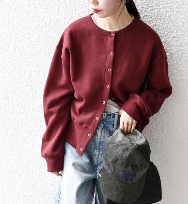 SHIPS any「【WEB限定】SHIPS any: USA コットン 裏起毛 コンパクト スナップ カーディガン」|カーディガン|