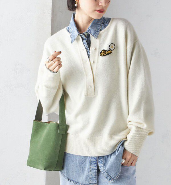 SHIPS for women「〈手洗い可能〉7G ウール カシミヤ ヘンリーネック 2WAY プルオーバー」|ニット・セーター|オフホワイト