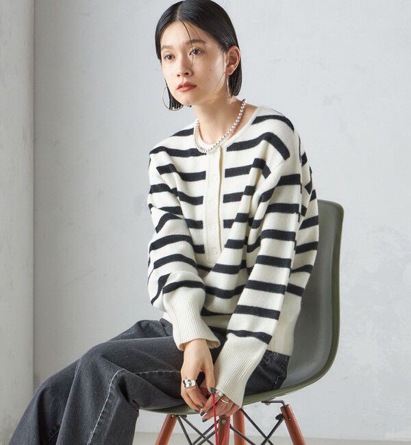 SHIPS for women「〈手洗い可能〉7G ウール カシミヤ ヘンリーネック 2WAY プルオーバー」|ニット・セーター|