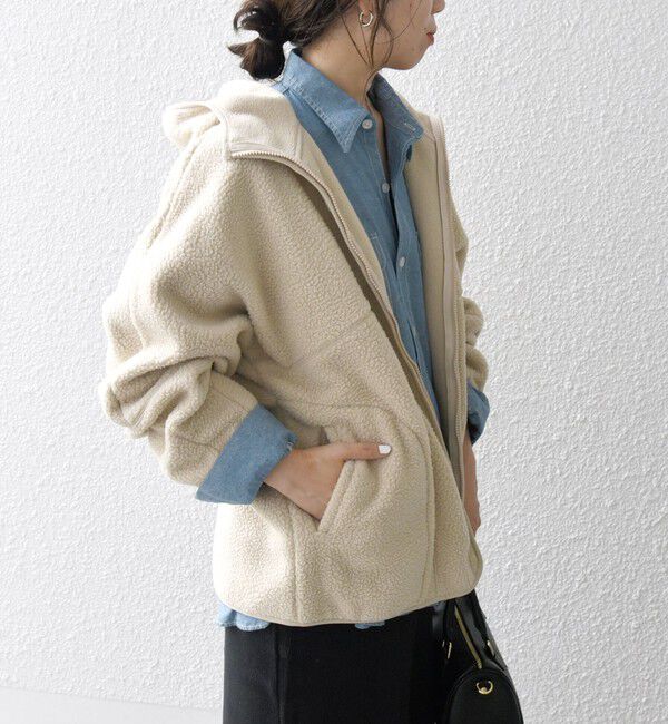 SHIPS any「SHIPS any:〈洗濯機可能〉ボア フリース フード ブルゾン パーカー」|パーカー|