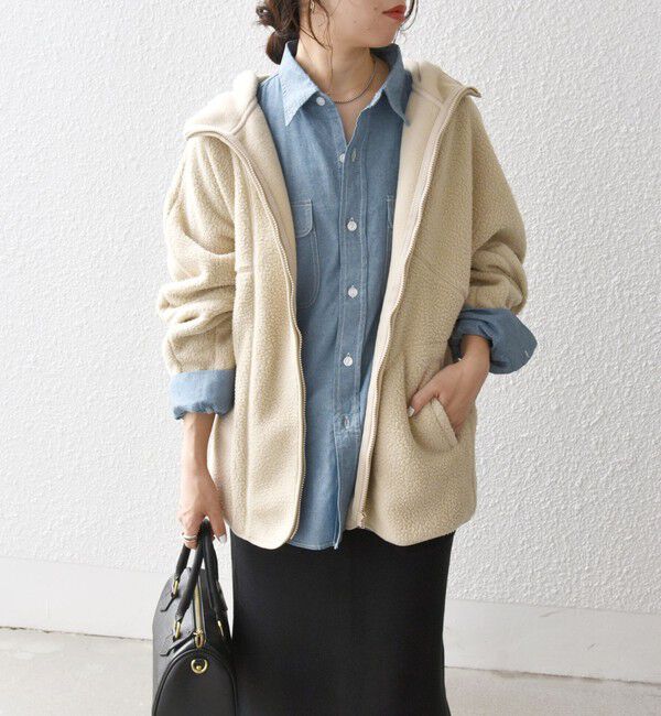 SHIPS any「SHIPS any:〈洗濯機可能〉ボア フリース フード ブルゾン パーカー」|パーカー|