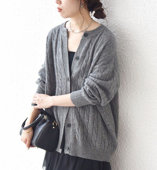 SHIPS any「【WEB限定】SHIPS any:〈手洗い可能〉ヤク ケーブル クルーネック ニット カーディガン 2」|カーディガン|