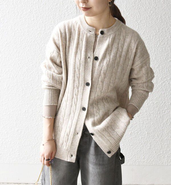 SHIPS any「【WEB限定】SHIPS any:〈手洗い可能〉ヤク ケーブル クルーネック ニット カーディガン 2」|カーディガン|