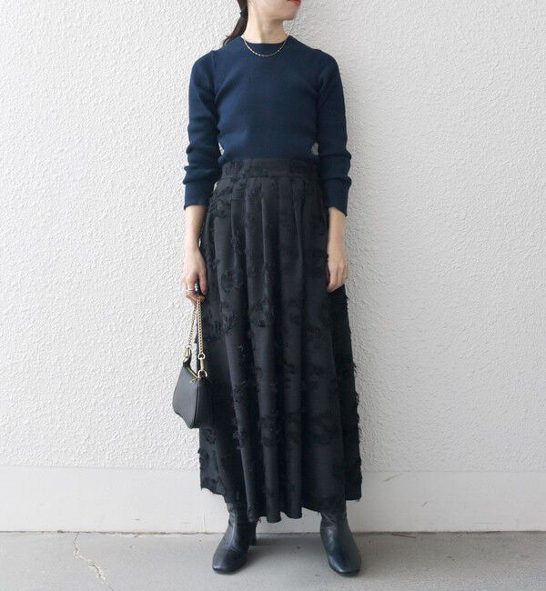 SHIPS any「SHIPS any:〈手洗い可能〉フラワー カット ジャカード  ボリューム スカート」|スカート|